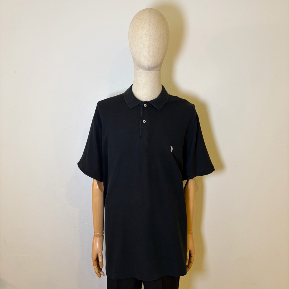 U.S. POLO ASSN. Men's Black Performance Pique Polo Shirt - Size 3XL